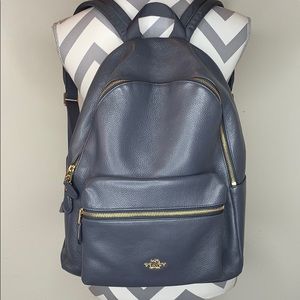Authentic Blue Leather Coach Backpack